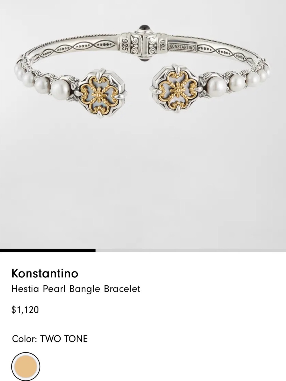 Konstantino Pearl Bracelet with Gold-Tone Filigree Accents - Picture 6 of 7